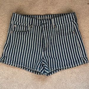 American Eagle White and Blue stripped jean shorts